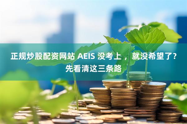 正规炒股配资网站 AEIS 没考上 ，就没希望了？先看清这三条路